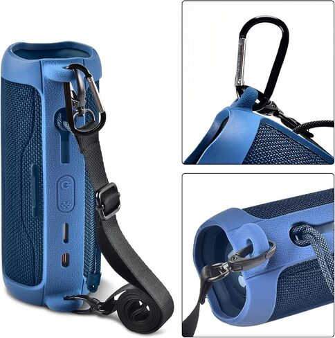 Comecase Silicone Case for JBL FLIP 6 Waterproof Portable Bluetooth Speaker | Shoulder Strap, Carabiner, Travel, Outdoor, for Gel Soft Skin Rubber Cover, Bluetooth Speaker Rubber Sleeve, Case Only, Black in Kuwait