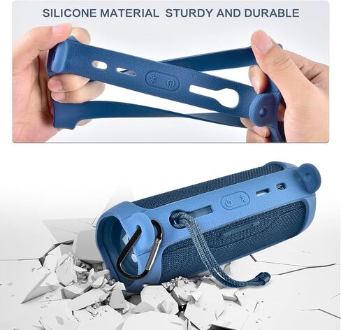 Comecase Silicone Case for JBL FLIP 6 Waterproof Portable Bluetooth Speaker | Shoulder Strap, Carabiner, Travel, Outdoor, for Gel Soft Skin Rubber Cover, Bluetooth Speaker Rubber Sleeve, Case Only, Black in Kuwait