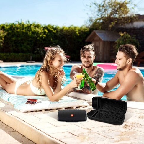 Hard Travel Case for JBL Charge 4/ Charge 5 Waterproof Bluetooth Speaker. Carrying Storage Bag Fits Charger and USB Cable - Blue+Inside Blue (Case Only) in Saudi Arabia
