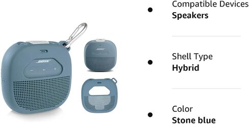 حافظة واقية لمكبر صوت Bose SoundLink Micro Bluetooth من WGear، تصميم مميز مع جيب شبكي للكابل والملحقات الأخرى، حزام مرن لتأمين الجهاز (جراب أزرق حجري) in Saudi Arabia