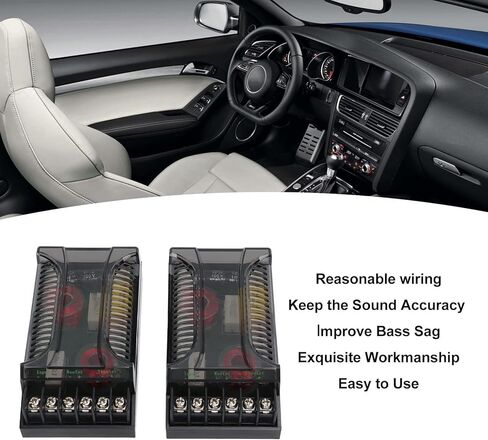 2Pcs Car Audio Passive Crossover, 2 Way Car Audio Crossover Overcurrent Protection Universal Heat Dissipation Speaker Frequency Divider in Saudi Arabia
