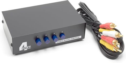 THE CIMPLE CO 2 Way AV Switch - 2 Input 1 Output RCA Selector Switch for Composite Audio and Video - Switcher Box - includes RCA Composite Cable (Black) in Saudi Arabia