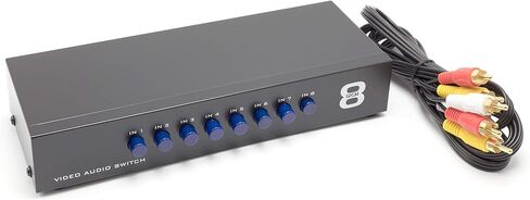 THE CIMPLE CO 2 Way AV Switch - 2 Input 1 Output RCA Selector Switch for Composite Audio and Video - Switcher Box - includes RCA Composite Cable (Black) in Saudi Arabia