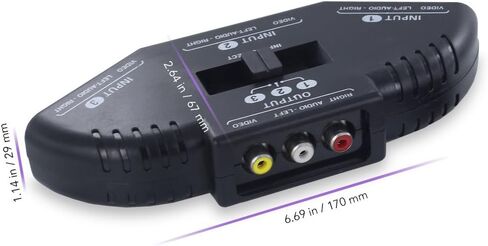 Fosmon A1602 RCA Splitter with 3-Way Audio, Video RCA Switch Box + RCA Cable for Connecting 3 RCA Output Devices to Your TV in Saudi Arabia