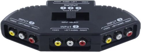 Fosmon A1602 RCA Splitter with 3-Way Audio, Video RCA Switch Box + RCA Cable for Connecting 3 RCA Output Devices to Your TV in Saudi Arabia
