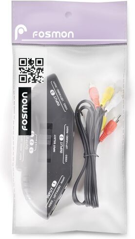 Fosmon A1602 RCA Splitter with 3-Way Audio, Video RCA Switch Box + RCA Cable for Connecting 3 RCA Output Devices to Your TV in Saudi Arabia