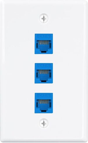 iwillink (10 عبوات) لوحة حائط إيثرنت، لوحة حائط Keystone بمنفذين مع RJ45 Keystone وقوس تثبيت منخفض الجهد، لوحة حائط من أنثى إلى أنثى Cat6، أزرق in Kuwait