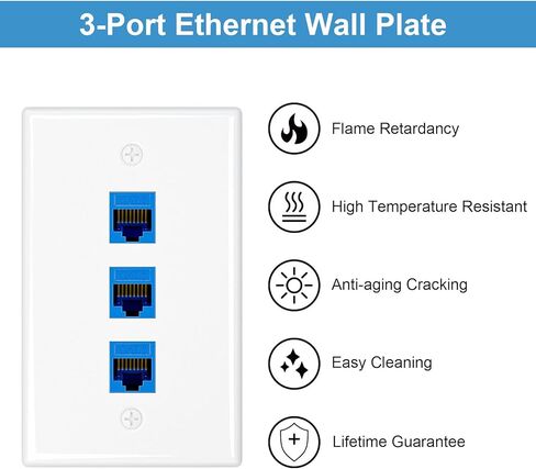 iwillink (10 عبوات) لوحة حائط إيثرنت، لوحة حائط Keystone بمنفذين مع RJ45 Keystone وقوس تثبيت منخفض الجهد، لوحة حائط من أنثى إلى أنثى Cat6، أزرق in Kuwait