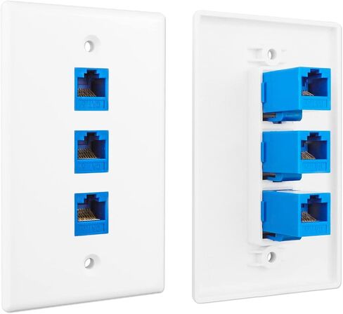 iwillink (10 عبوات) لوحة حائط إيثرنت، لوحة حائط Keystone بمنفذين مع RJ45 Keystone وقوس تثبيت منخفض الجهد، لوحة حائط من أنثى إلى أنثى Cat6، أزرق in Kuwait