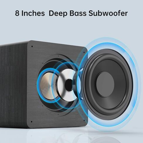 مضخم صوت يعمل بالطاقة من BESTISAN مقاس 8 بوصات، بقدرة تصل إلى 150 وات، وصوت جهير عميق لا يصدق، وإعداد سهل مع أنظمة المسرح المنزلي، أسود in Kuwait