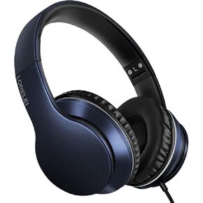 LORELEI X6 Over-Ear Wired Stereo Bass Headphones with Microphone, Lightweight, Foldable & Portable with 1.45M No-Tangle for Smartphone, Tablet, MP3/4, Space Black in Kuwait
