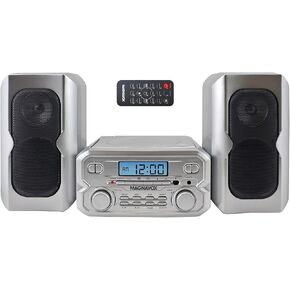 Magnavox 3-Piece Compact CD Shelf System with Digital FM Stereo Radio, Bluetooth Wireless Technology, and Remote Control in Silver | LCD Display | AUX Port Compatible in Saudi Arabia