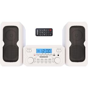 Magnavox MM435M-SL نظام رف مضغوط للأقراص المضغوطة مكون من 3 قطع مع راديو ستيريو FM رقمي وتقنية Bluetooth اللاسلكية وجهاز تحكم عن بعد باللون الفضي | شاشة LCD | متوافق مع منفذ AUX | نسخة 2022 | in Kuwait