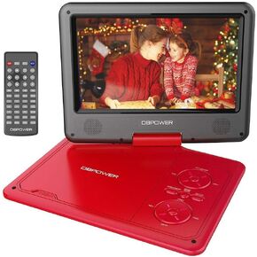 DBPOWER 11.5" Portable DVD Player, 5-Hour Built-in Rechargeable Battery, 9" Swivel Screen, Support CD/DVD/SD Card/USB, Remote Control, 1.8 Meter Car Charger, Power Adaptor and Car Headrest (Black) in Saudi Arabia