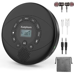 CD player portable,Discman rechargeable,Walkman CD player with speaker,Portable cd player with headphones,CD-R,MP3 USB playable,Anti skip CD playing for car,suitable for personal or multi-users,Black