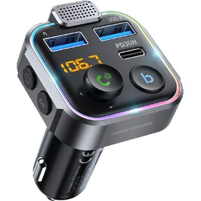 UNBREAKcable Bluetooth 5.3 FM Transmitter for Car Radio Adapter Charger | PD 20W and QC 3.0 Fast Charge, HiFi Bass Sound, Strong Mic, Hands Free Calls, Siri and Google Voice Assistant in Saudi Arabia