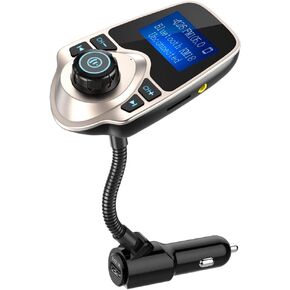 Nulaxy Bluetooth 5.4 Car Adapter FM Transmitter with 1.44" LCD Screen Black | Wireless FM Radio Player with Flexible Gooseneck, Noise Cancellating Fits Older Vehicles, Hands-Free Call Support USB/AUX/TF in Saudi Arabia