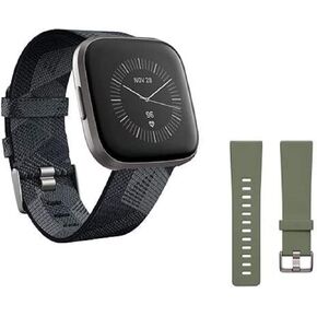 Fitbit Versa 2 Health and Fitness Smartwatch with Heart Rate, Music, Alexa Built-in, Sleep and Swim Tracking, Bordeaux/Copper Rose, One Size (S and L Bands Included) in Saudi Arabia
