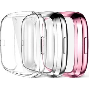 Maledan Ultra Thin Screen Protector Case Compatible with Fitbit Versa 2, 3 Pack TPU HD Full Protective Case Cover Scratch Resistant Shock Absorbing for Versa 2 Smartwatch Bands Accessories in Kuwait