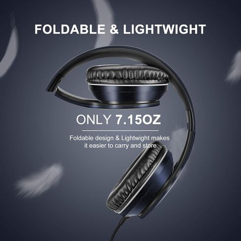 LORELEI X6 Over-Ear Wired Stereo Bass Headphones with Microphone, Lightweight, Foldable & Portable with 1.45M No-Tangle for Smartphone, Tablet, MP3/4, Space Black in Kuwait
