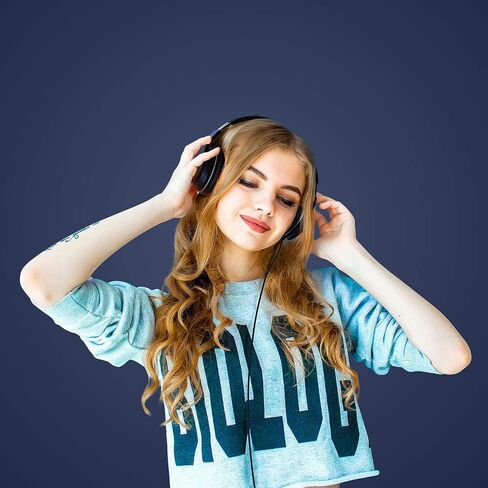 LORELEI X6 Over-Ear Wired Stereo Bass Headphones with Microphone, Lightweight, Foldable & Portable with 1.45M No-Tangle for Smartphone, Tablet, MP3/4, Space Black in Kuwait