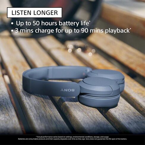 Sony WH-CH520 Wireless On-Ear Bluetooth Headphones with Microphone, Black | Comfortable Lightweight Design, Up to 50 Hrs Battery with Quick Charging, Multipoint Connection, Clear Calls, Swivel design in Saudi Arabia
