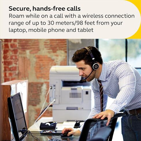 Jabra Evolve 65 SE Mono Wireless Headset - Bluetooth Headset with Noise-Cancelling Microphone, Long-Lasting Battery, and Dual Connectivity - MS Teams Certified, Works with All Other Platforms - Black in Kuwait