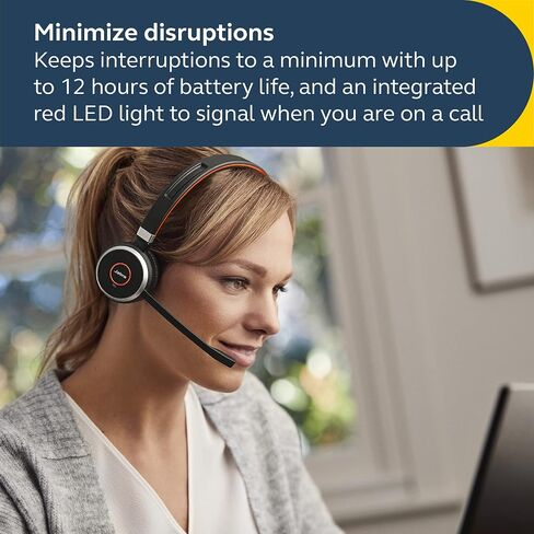 Jabra Evolve 65 SE Mono Wireless Headset - Bluetooth Headset with Noise-Cancelling Microphone, Long-Lasting Battery, and Dual Connectivity - MS Teams Certified, Works with All Other Platforms - Black in Kuwait