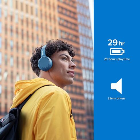 PHILIPS H4205 On-Ear Wireless Headphones with 32mm Drivers and BASS Boost on-Demand, Blue in Kuwait