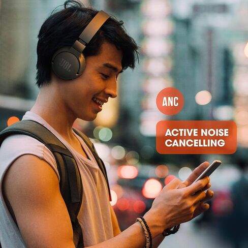 JBL Tune 660NC: سماعات رأس لاسلكية على الأذن مع خاصية إلغاء الضوضاء النشطة - أسود، متوسط in Kuwait