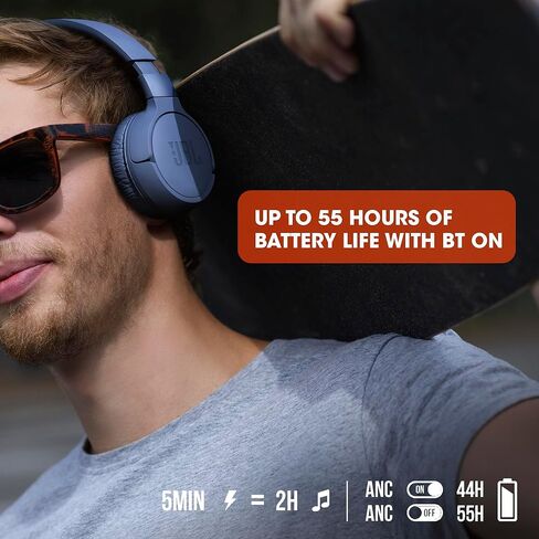 JBL Tune 660NC: سماعات رأس لاسلكية على الأذن مع خاصية إلغاء الضوضاء النشطة - أسود، متوسط in Kuwait