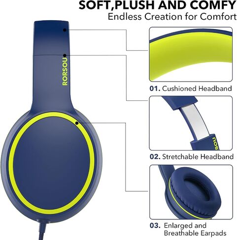 R10 Over-Ear Headphones with Microphone, Lightweight Folding Stereo Bass Headset with 1.5M No-Tangle Cord, Portable Wired Headphones for Smartphone Tablet Computer MP3 / 4 (Grey) in Kuwait
