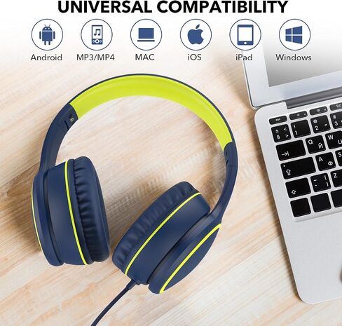 R10 Over-Ear Headphones with Microphone, Lightweight Folding Stereo Bass Headset with 1.5M No-Tangle Cord, Portable Wired Headphones for Smartphone Tablet Computer MP3 / 4 (Grey) in Kuwait