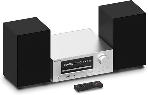 نظام رف ستيريو بلوتوث ومشغل أقراص مضغوطة، نظام ستيريو منزلي 100 وات مع راديو FM، شاشة LCD بإضاءة خلفية، USB وAUX | نظام ستيريو Oakcastle HiFi300 للمنزل، نظام ستيريو على رف الكتب مع جهاز تحكم عن بعد in Kuwait