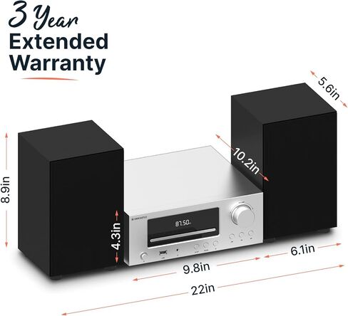 نظام رف ستيريو بلوتوث ومشغل أقراص مضغوطة، نظام ستيريو منزلي 100 وات مع راديو FM، شاشة LCD بإضاءة خلفية، USB وAUX | نظام ستيريو Oakcastle HiFi300 للمنزل، نظام ستيريو على رف الكتب مع جهاز تحكم عن بعد in Kuwait