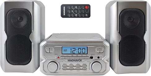 Magnavox 3-Piece Compact CD Shelf System with Digital FM Stereo Radio, Bluetooth Wireless Technology, and Remote Control in Silver | LCD Display | AUX Port Compatible in Saudi Arabia