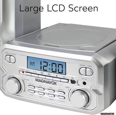 Magnavox 3-Piece Compact CD Shelf System with Digital FM Stereo Radio, Bluetooth Wireless Technology, and Remote Control in Silver | LCD Display | AUX Port Compatible in Saudi Arabia
