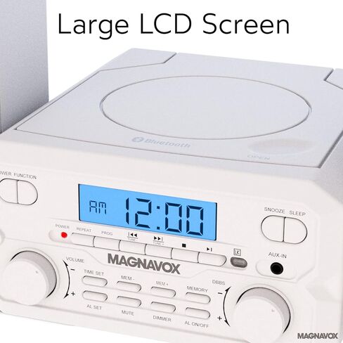 Magnavox MM435M-SL نظام رف مضغوط للأقراص المضغوطة مكون من 3 قطع مع راديو ستيريو FM رقمي وتقنية Bluetooth اللاسلكية وجهاز تحكم عن بعد باللون الفضي | شاشة LCD | متوافق مع منفذ AUX | نسخة 2022 | in Kuwait