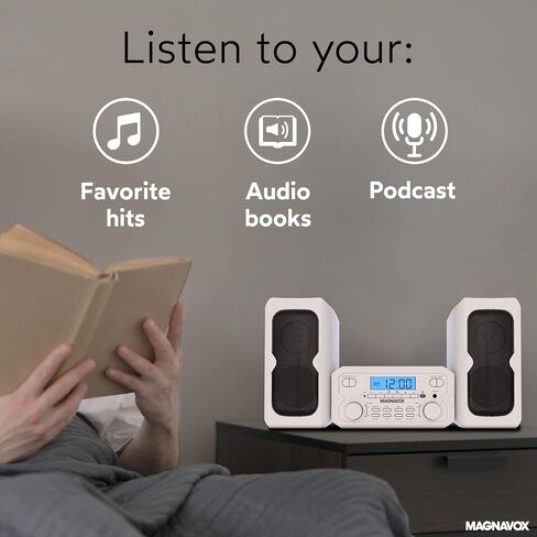 Magnavox MM435M-SL نظام رف مضغوط للأقراص المضغوطة مكون من 3 قطع مع راديو ستيريو FM رقمي وتقنية Bluetooth اللاسلكية وجهاز تحكم عن بعد باللون الفضي | شاشة LCD | متوافق مع منفذ AUX | نسخة 2022 | in Kuwait