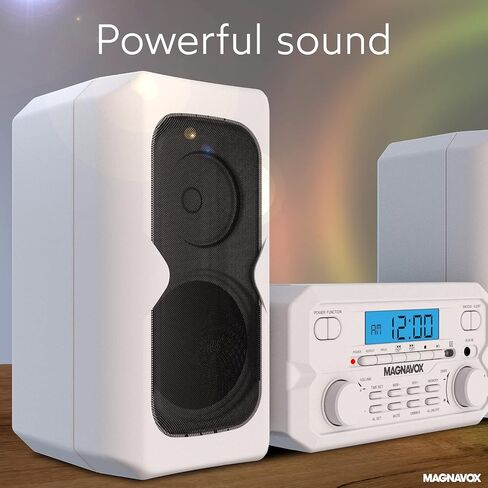 Magnavox MM435M-SL نظام رف مضغوط للأقراص المضغوطة مكون من 3 قطع مع راديو ستيريو FM رقمي وتقنية Bluetooth اللاسلكية وجهاز تحكم عن بعد باللون الفضي | شاشة LCD | متوافق مع منفذ AUX | نسخة 2022 | in Kuwait