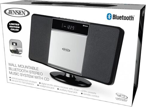 Jensen JBS-300 نظام موسيقى ستيريو بلوتوث حديث للمنزل مع مشغل CD/MP3/WMA ومنفذ USB للبث اللاسلكي لتشغيل MP3 | ستيريو AM/FM رقمي (جهاز تحكم عن بعد) (إصدار محدود) in Kuwait