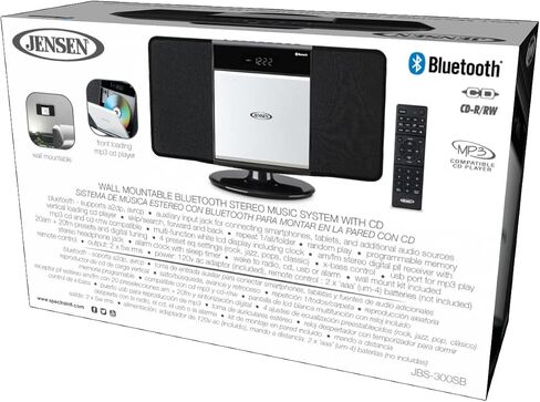Jensen JBS-300 نظام موسيقى ستيريو بلوتوث حديث للمنزل مع مشغل CD/MP3/WMA ومنفذ USB للبث اللاسلكي لتشغيل MP3 | ستيريو AM/FM رقمي (جهاز تحكم عن بعد) (إصدار محدود) in Kuwait