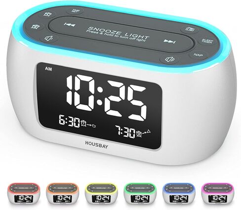 HOUSBAY Digital Alarm Clock Radio for Bedrooms with Night Light | Phone-Free Wake-Up with Dual Alarm, FM Radio for Favorite Stations, Small Radio Clock for Bedside, Battery Backup in Kuwait