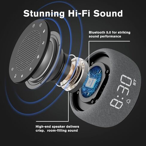 BUFFBEE Bluetooth Speaker Alarm Clock with FM Radio - High Fidelity Sound, Full Range Dimmer, Plugged in Alarm Clock Radio for Bedroom in Saudi Arabia