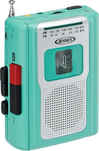 Jensen® CR-100 Vinatge Portable Personal Cassette/Recorder Tape Player with AM-FM Radio Built-in Speaker & Microphone, Headphone Jack Input - Teal Limited Edition in Kuwait