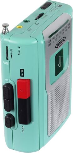 Jensen® CR-100 Vinatge Portable Personal Cassette/Recorder Tape Player with AM-FM Radio Built-in Speaker & Microphone, Headphone Jack Input - Teal Limited Edition in Kuwait