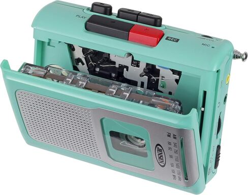 Jensen® CR-100 Vinatge Portable Personal Cassette/Recorder Tape Player with AM-FM Radio Built-in Speaker & Microphone, Headphone Jack Input - Teal Limited Edition in Kuwait