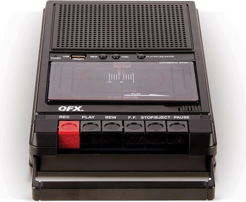 QFX RETRO-39 Portable Shoebox Tape Recorder, Analog Cassette Tape Deck with USB 2.0, Built-in Microphone, 3.5" Bluetooth Speaker in Kuwait
