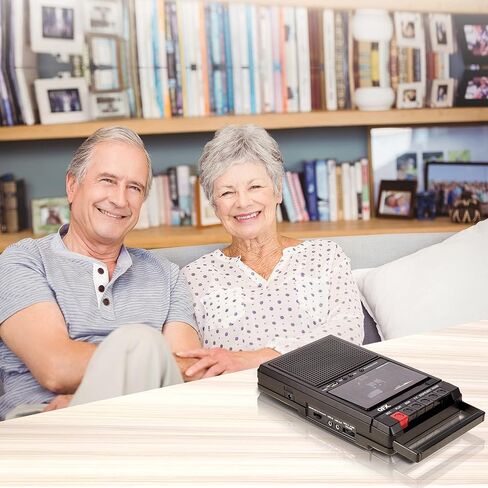 QFX RETRO-39 Portable Shoebox Tape Recorder, Analog Cassette Tape Deck with USB 2.0, Built-in Microphone, 3.5" Bluetooth Speaker in Kuwait
