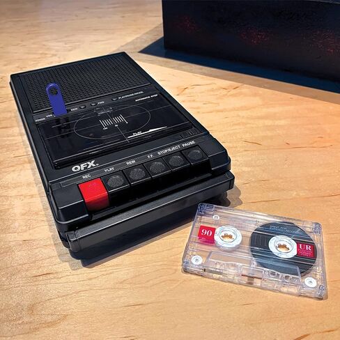 QFX RETRO-39 Portable Shoebox Tape Recorder, Analog Cassette Tape Deck with USB 2.0, Built-in Microphone, 3.5" Bluetooth Speaker in Kuwait